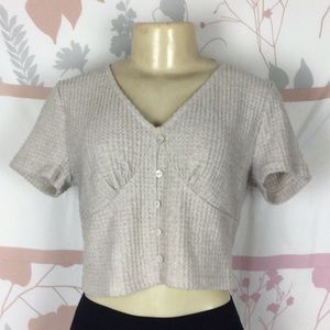 Juniors' SO® Waffle Knit Button Front Top Sz Large